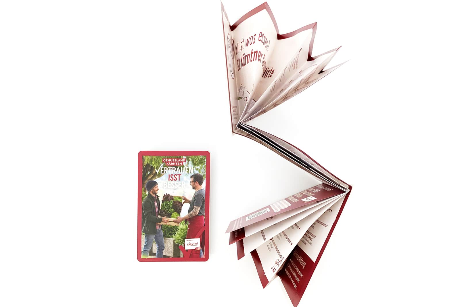 TWIN-Card Kärntner Genussland – aufgeklappte Faltkarte